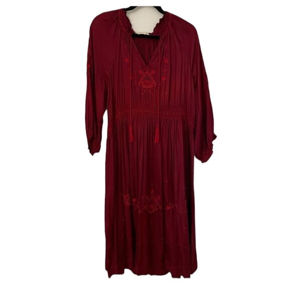 THE GREAT Ornament Embroidered Dress Dark red size XS NWT - Picture 7 of 8